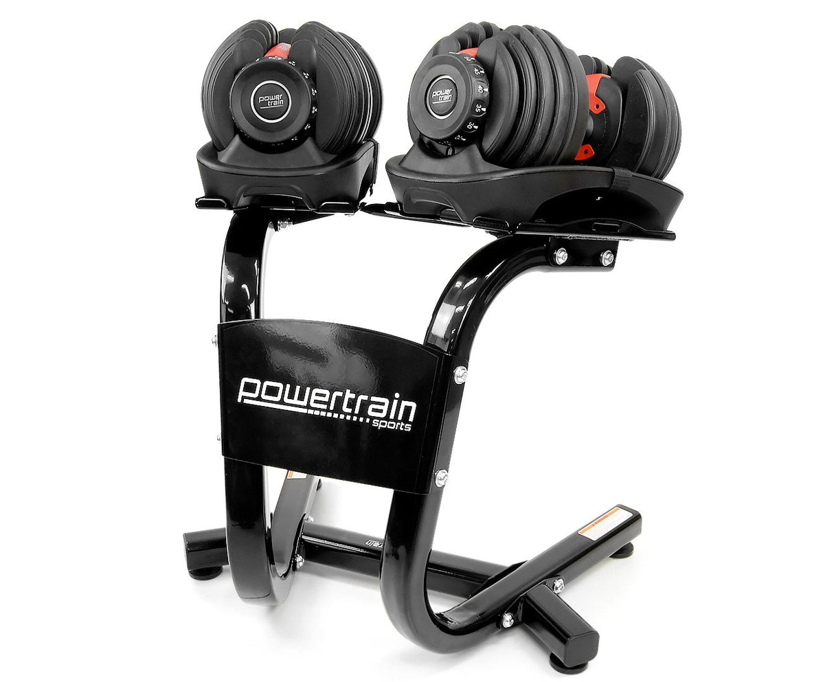 Powertrain 2x 24kg Adjustable Dumbbells with Stand