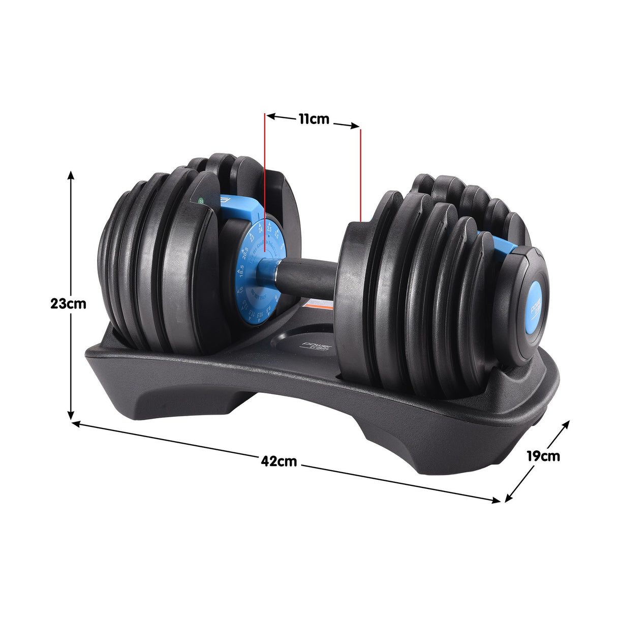 Powertrain 48KG Adjustable Dumbbell Set With Stand Blue