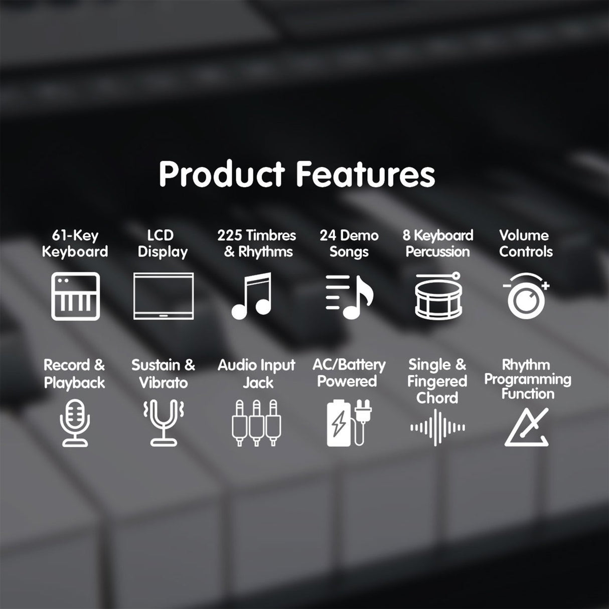 Karrera 61 Keys Electronic LED Keyboard Piano with Stand - Silver