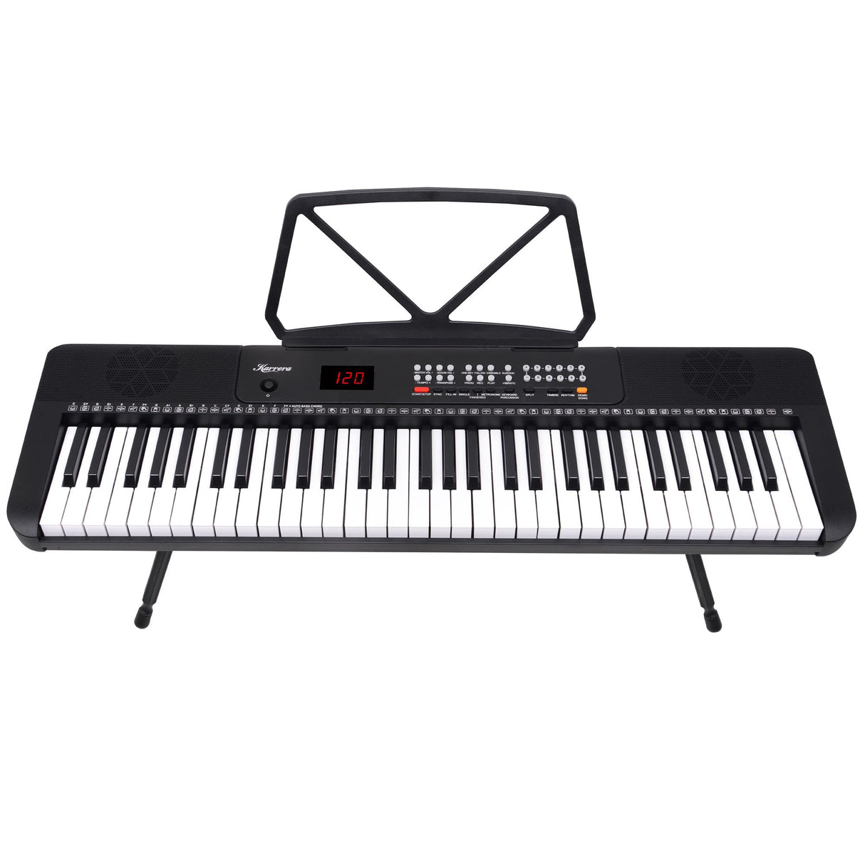 Karrera 61-Key Electronic Piano Keyboard with LED and Folding Stand in Black CHJ-SD1