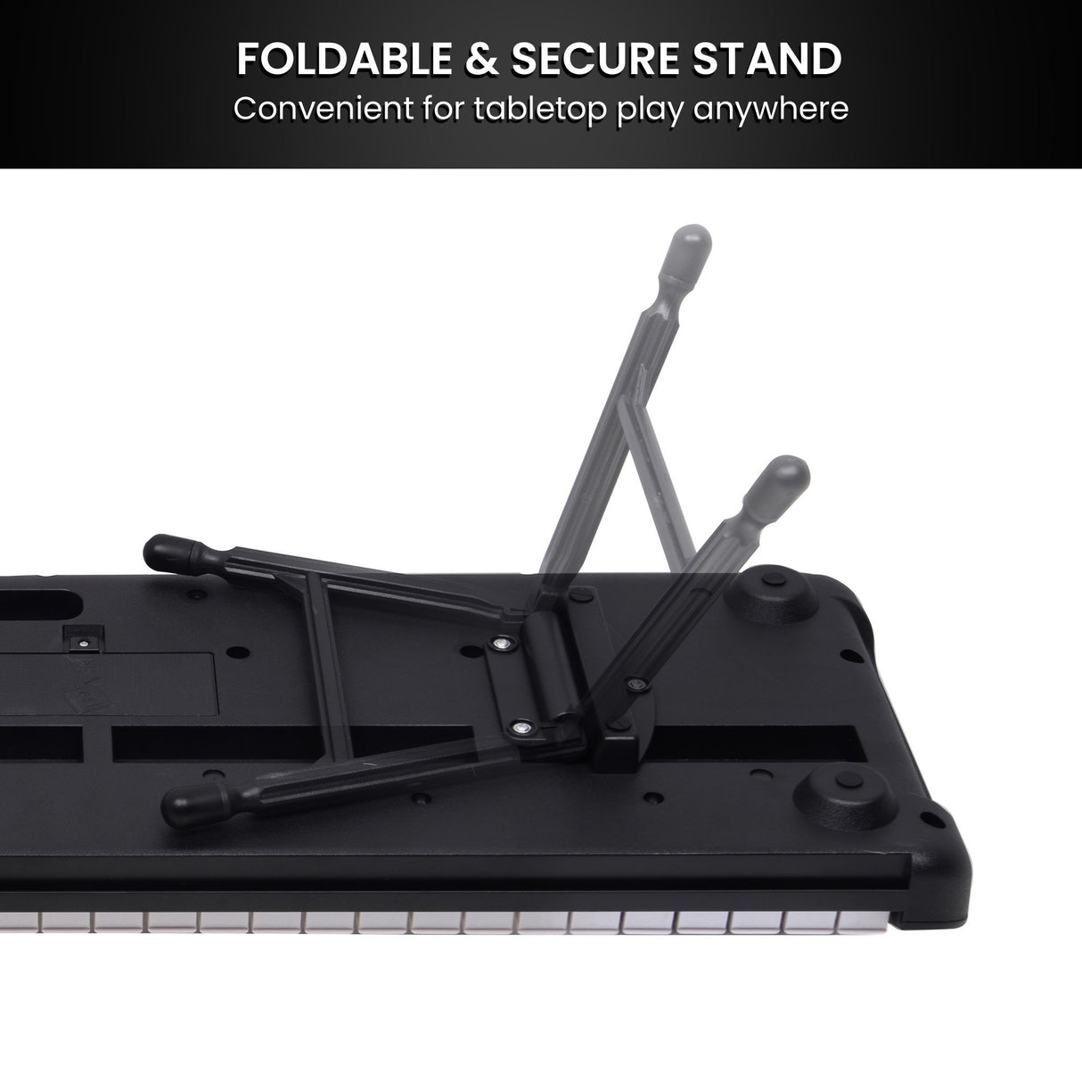 Karrera 61-Key Electronic Piano Keyboard with LED and Folding Stand in Black CHJ-SD1