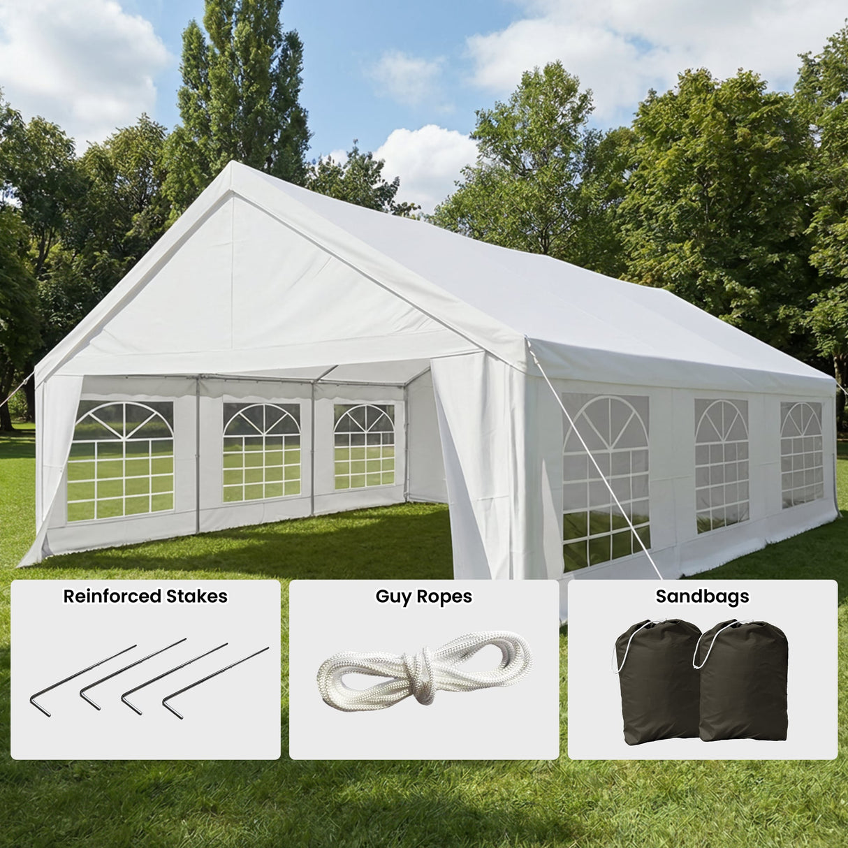 Wallaroo 6x6m Outdoor Event Marquee Gazebo Party Wedding Tent - White