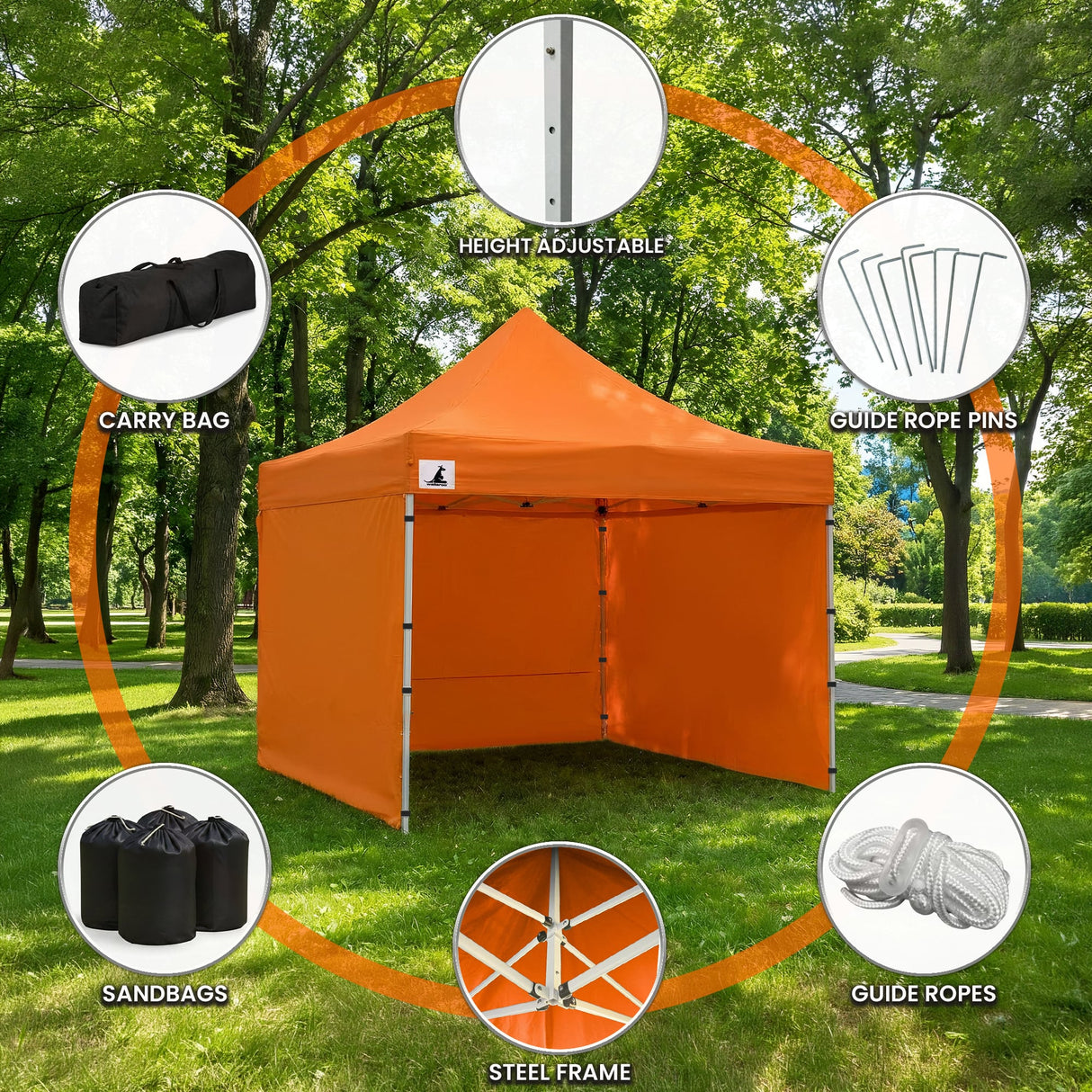 Wallaroo Gazebo Tent Marquee 3x3 PopUp Outdoor - Orange