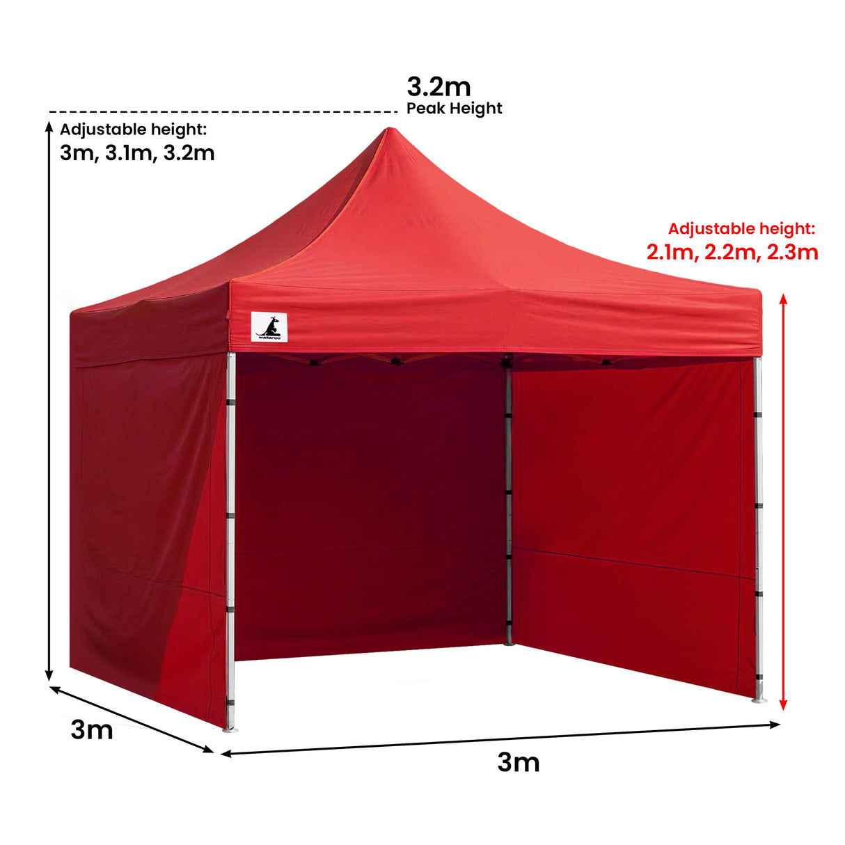Wallaroo Gazebo Tent Marquee 3x3 PopUp Outdoor Red