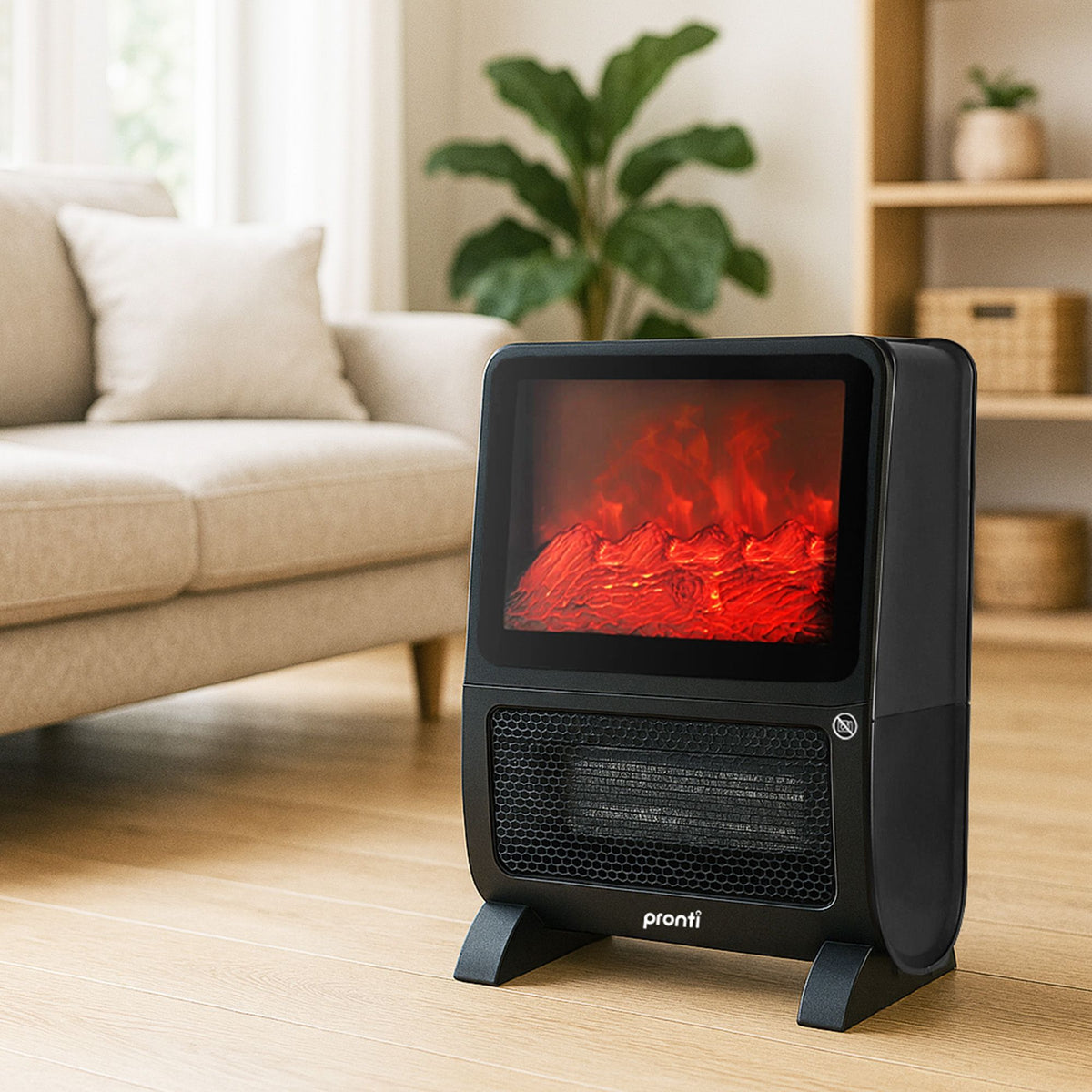 Pronti 2000W PTC Ceramic Electric Portable Space Heater with 3D Flame Effect, Remote Control, Timer & Air Filter