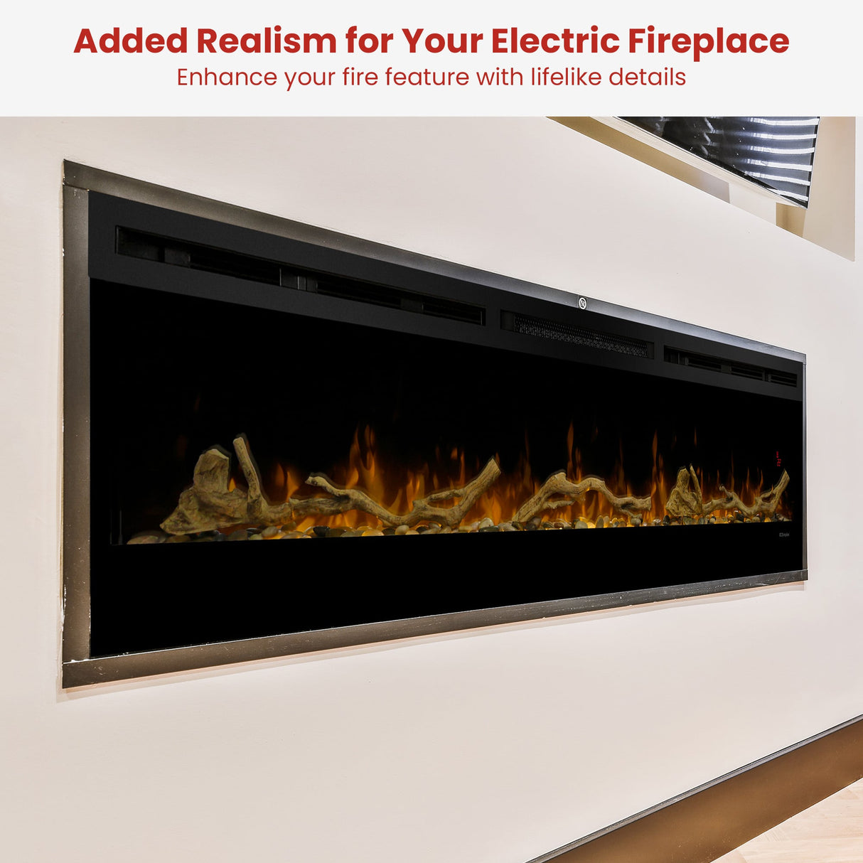 Dimplex 74-inch Linear Fireplace Driftwood and River Rock Accessory Package