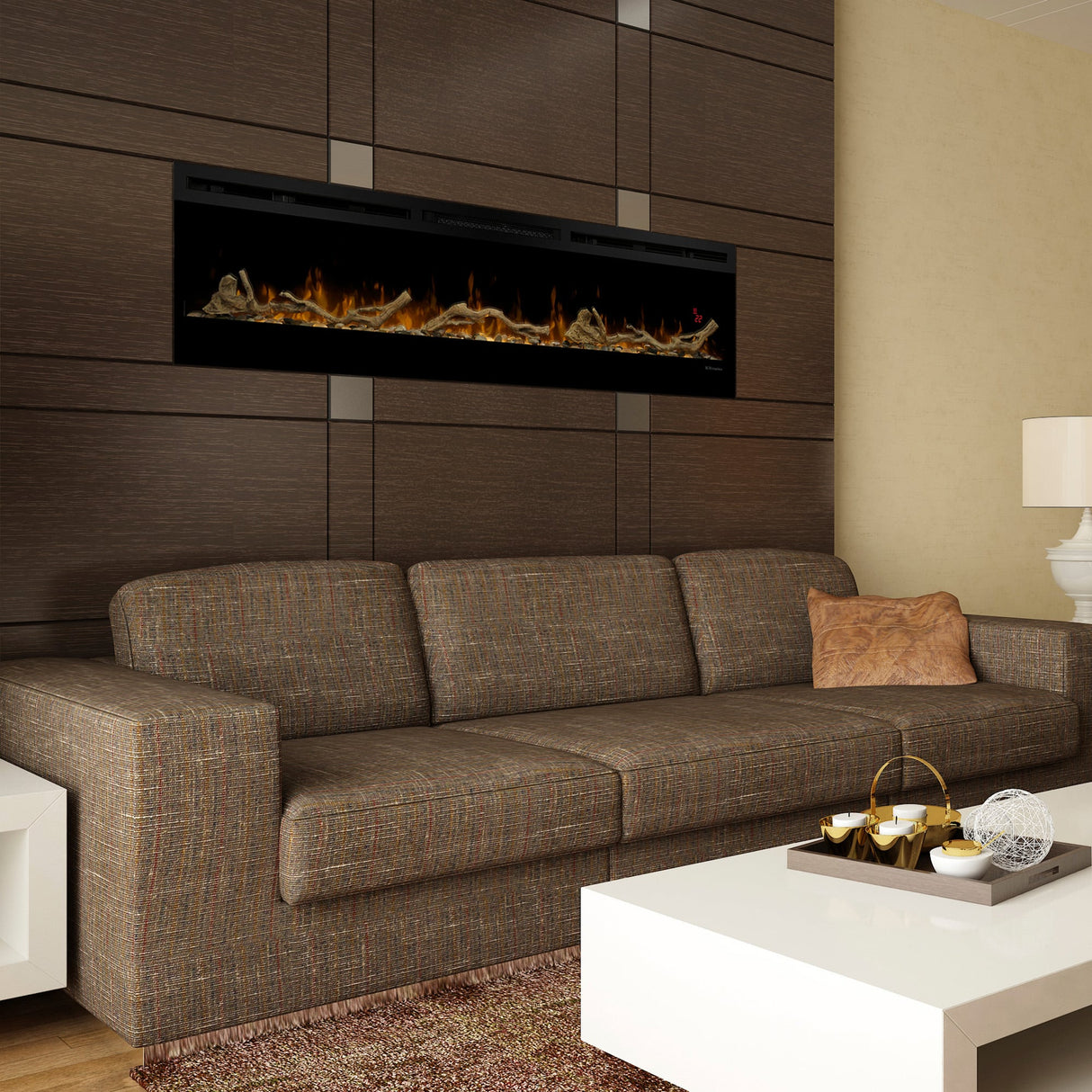 Dimplex 74-inch Linear Fireplace Driftwood and River Rock Accessory Package