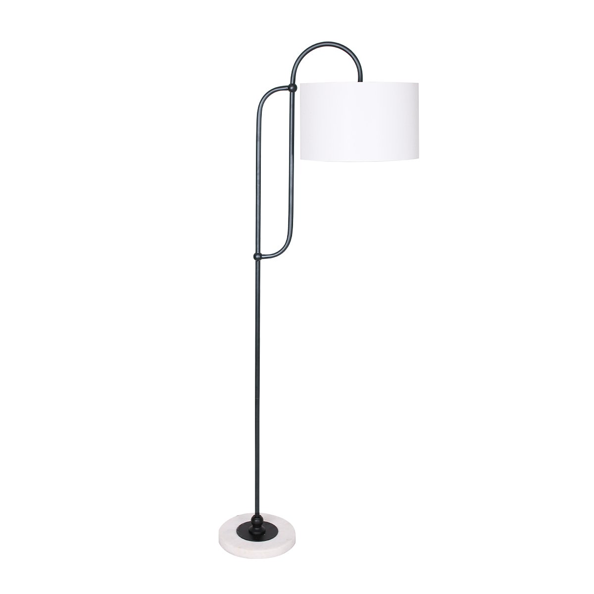 Sarantino Metal Floor Lamp with Marble Base & Paper-White Shade