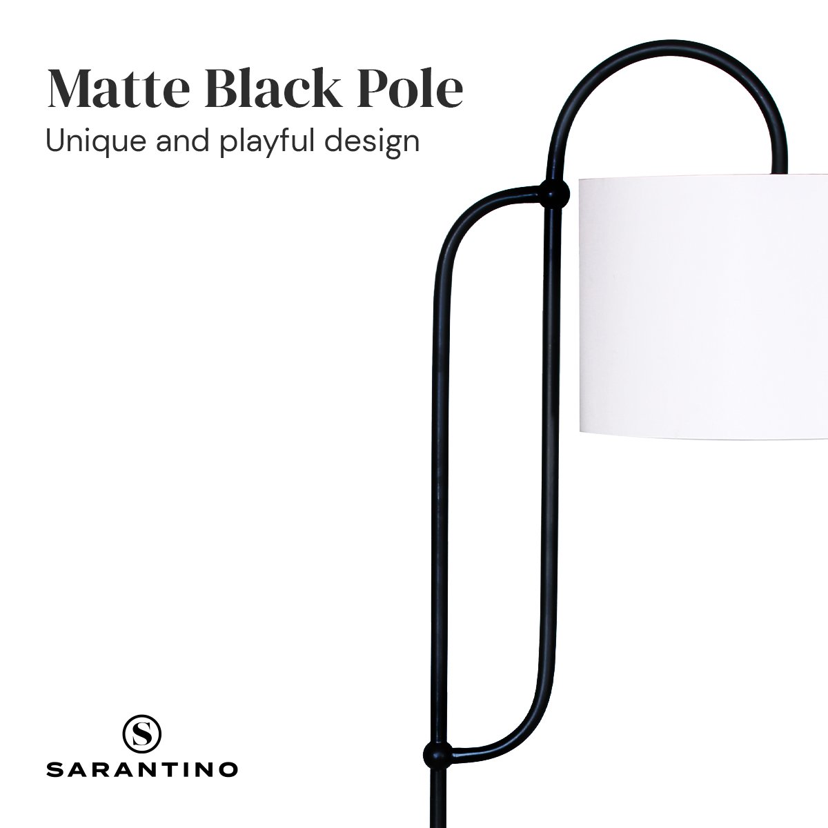Sarantino Metal Floor Lamp with Marble Base & Paper-White Shade