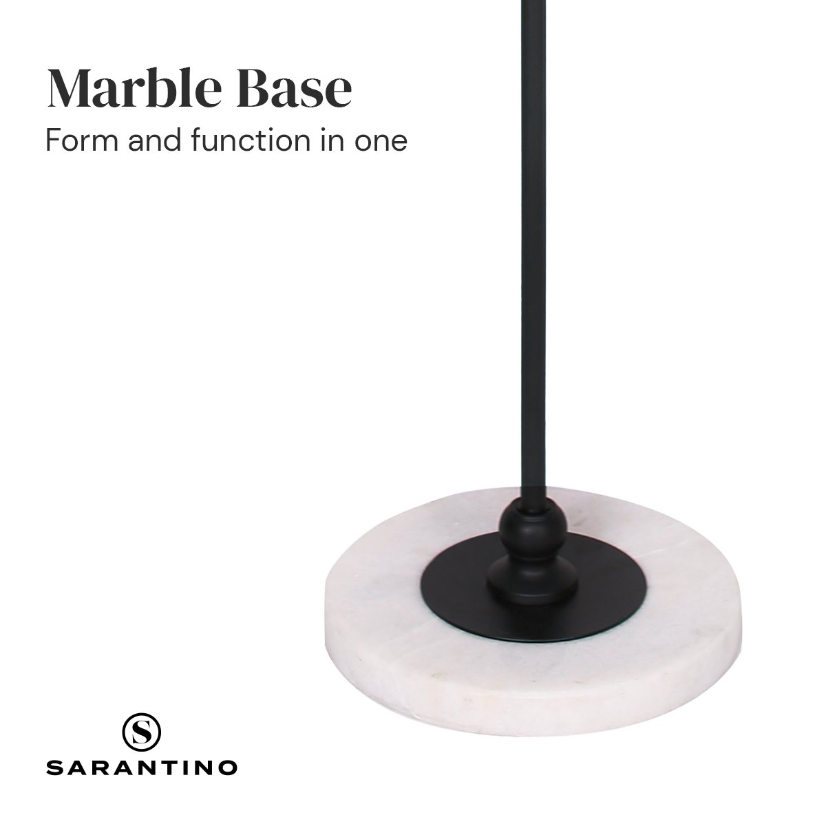 Sarantino Metal Floor Lamp with Marble Base & Paper-White Shade