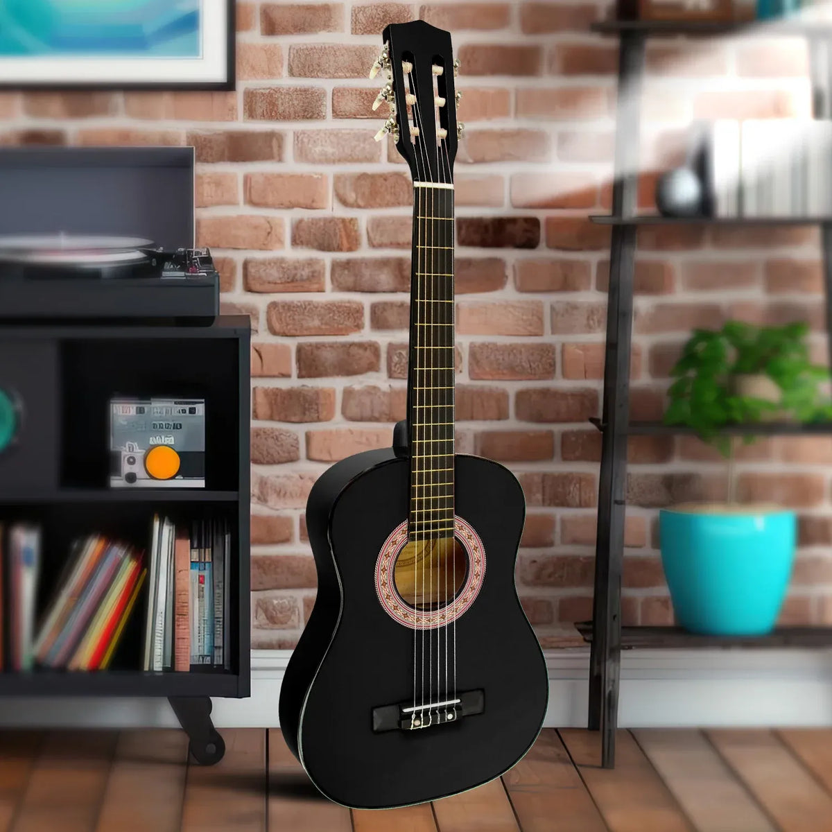 Karrera 34in Wooden Acoustic Childrens Guitar - Black