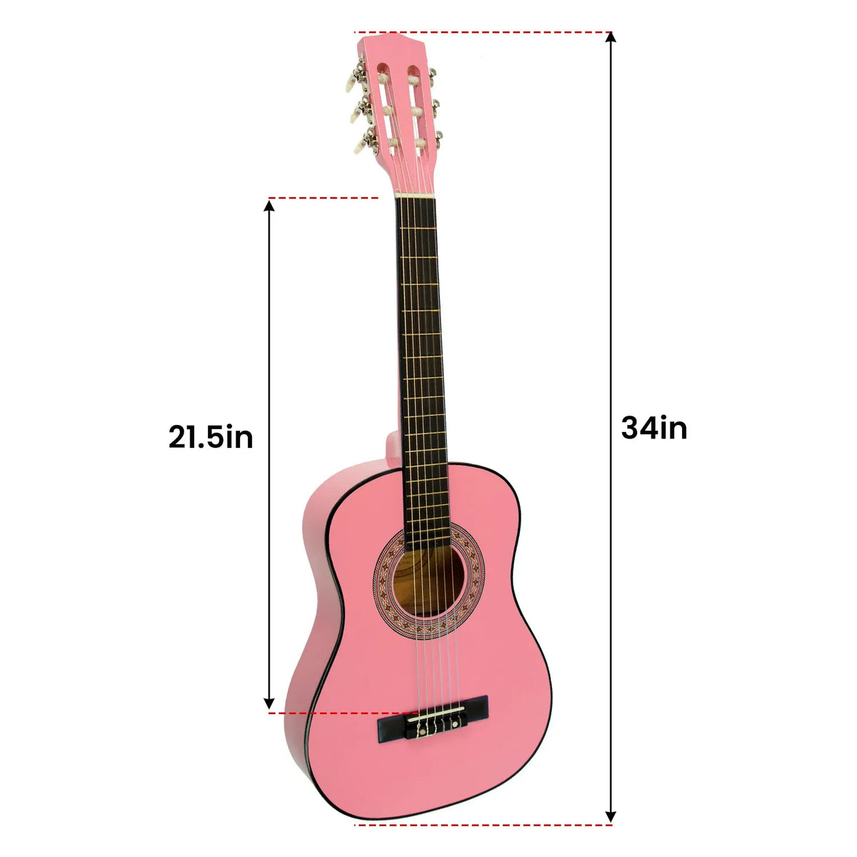 Karrera 34in Acoustic Childrens Wooden Guitar - Pink