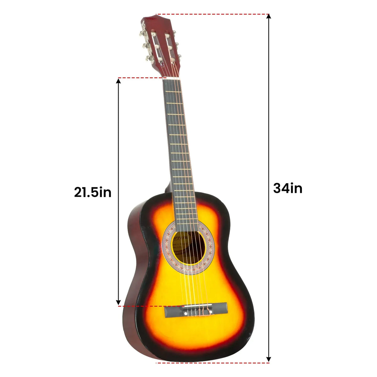 Karrera 34in Wooden Acoustic Childrens Guitar - Sunburst