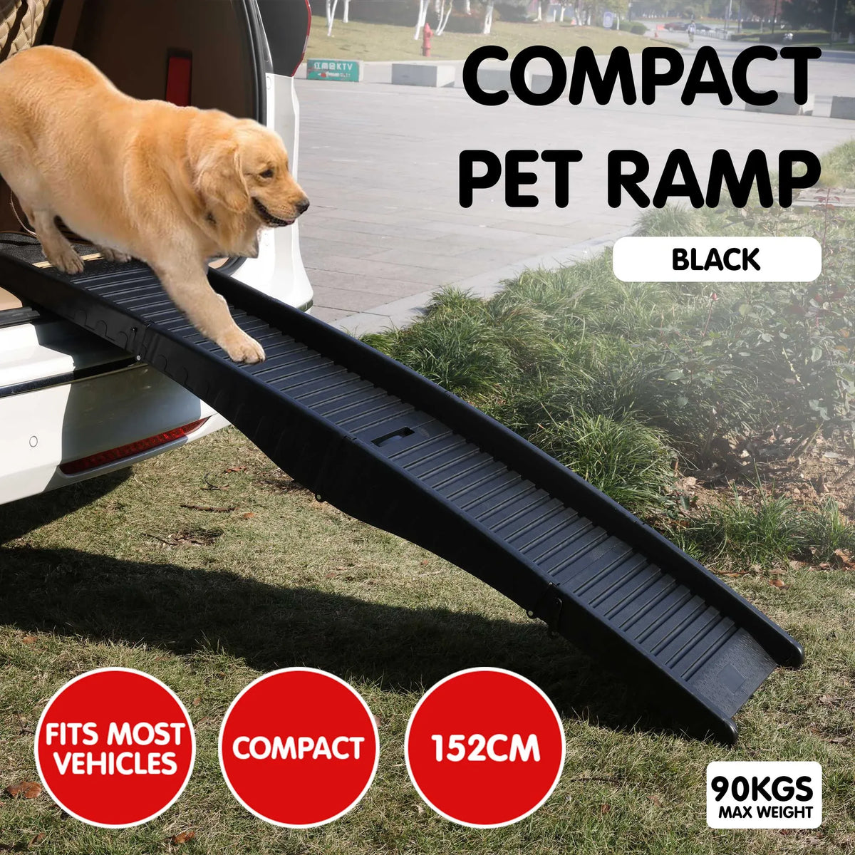 Furtastic 152cm Portable Folding Dog Ramp Non-Slip Pet Car Step Ramp for SUVs Vehicles & Senior Dogs Black