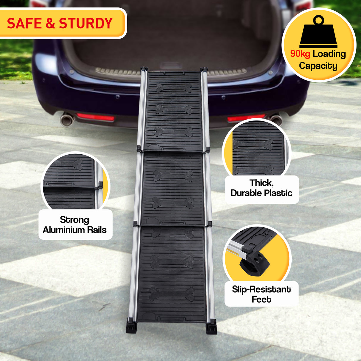 Furtastic Heavy-Duty Aluminium Telescopic Dog Pet Ramp