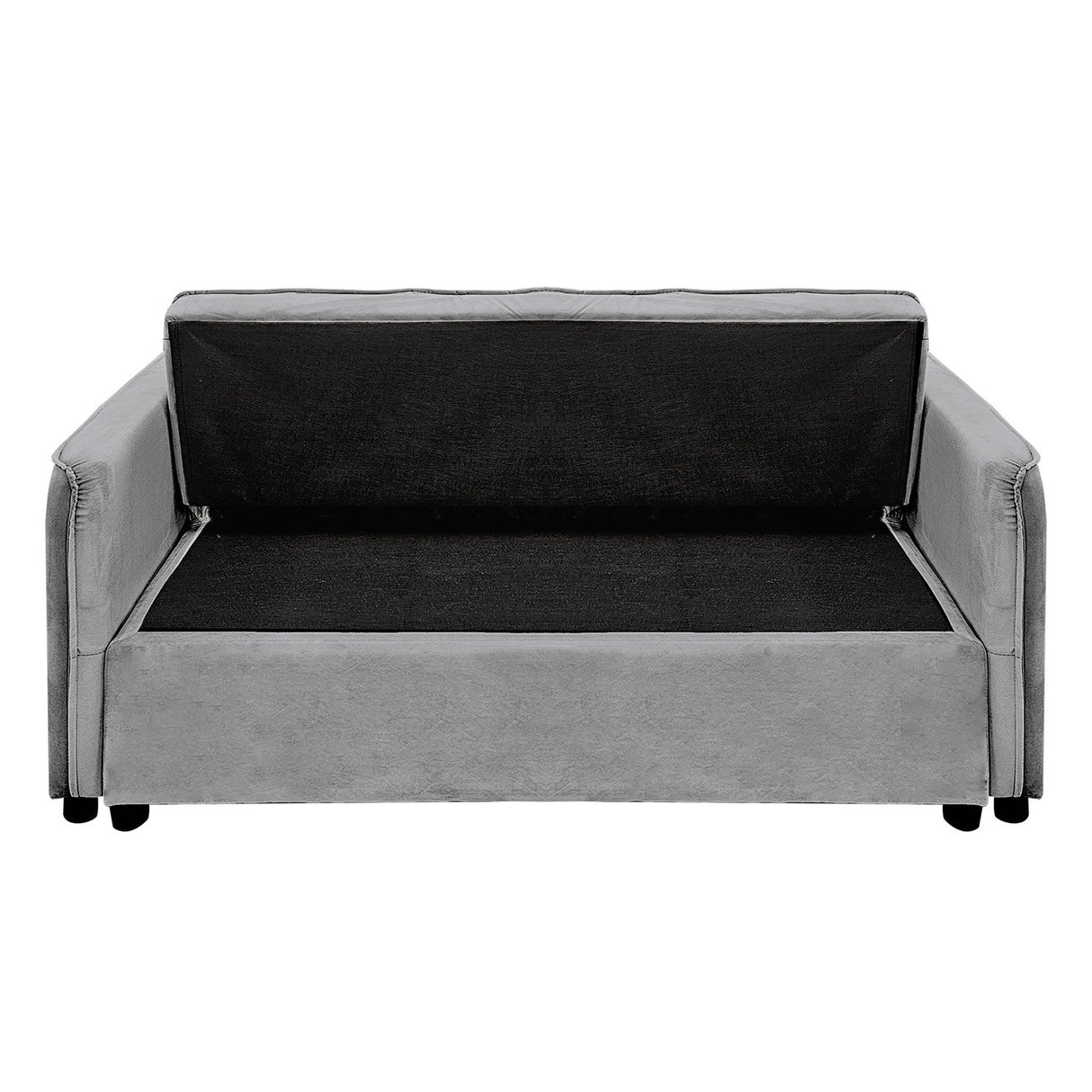 Sarantino Quincy 2-Seater Velvet Sofa Bed in Dark Grey with Wooden Frame and Tufted Design