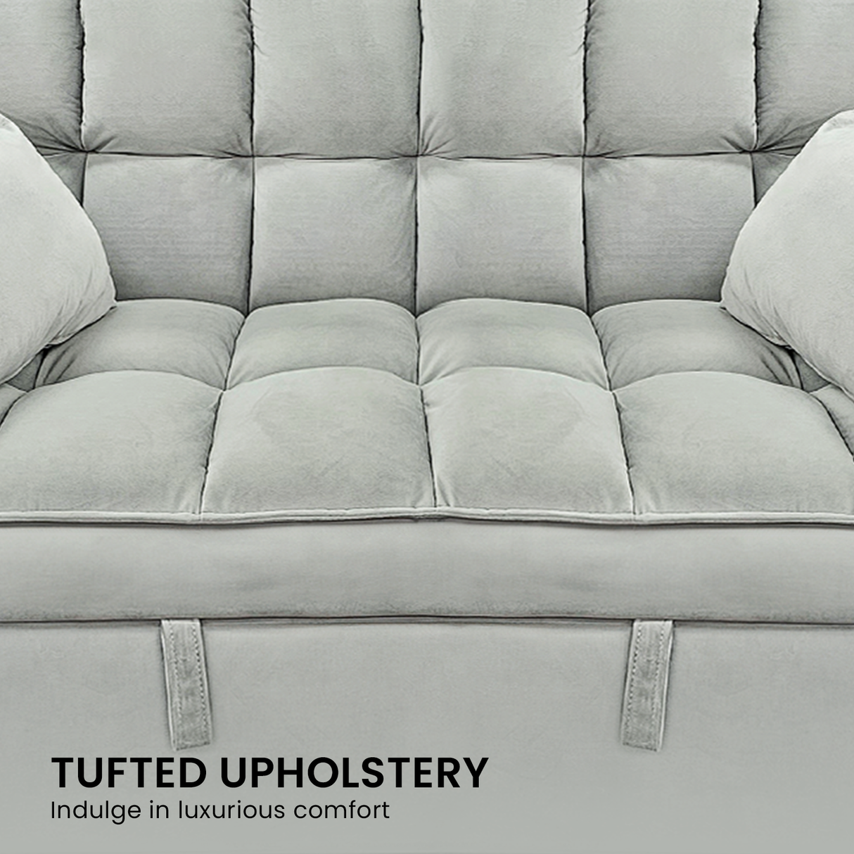 Sarantino Quincy 2-Seater Velvet Sofa Bed in Light Grey with Wooden Frame and Tufted Design