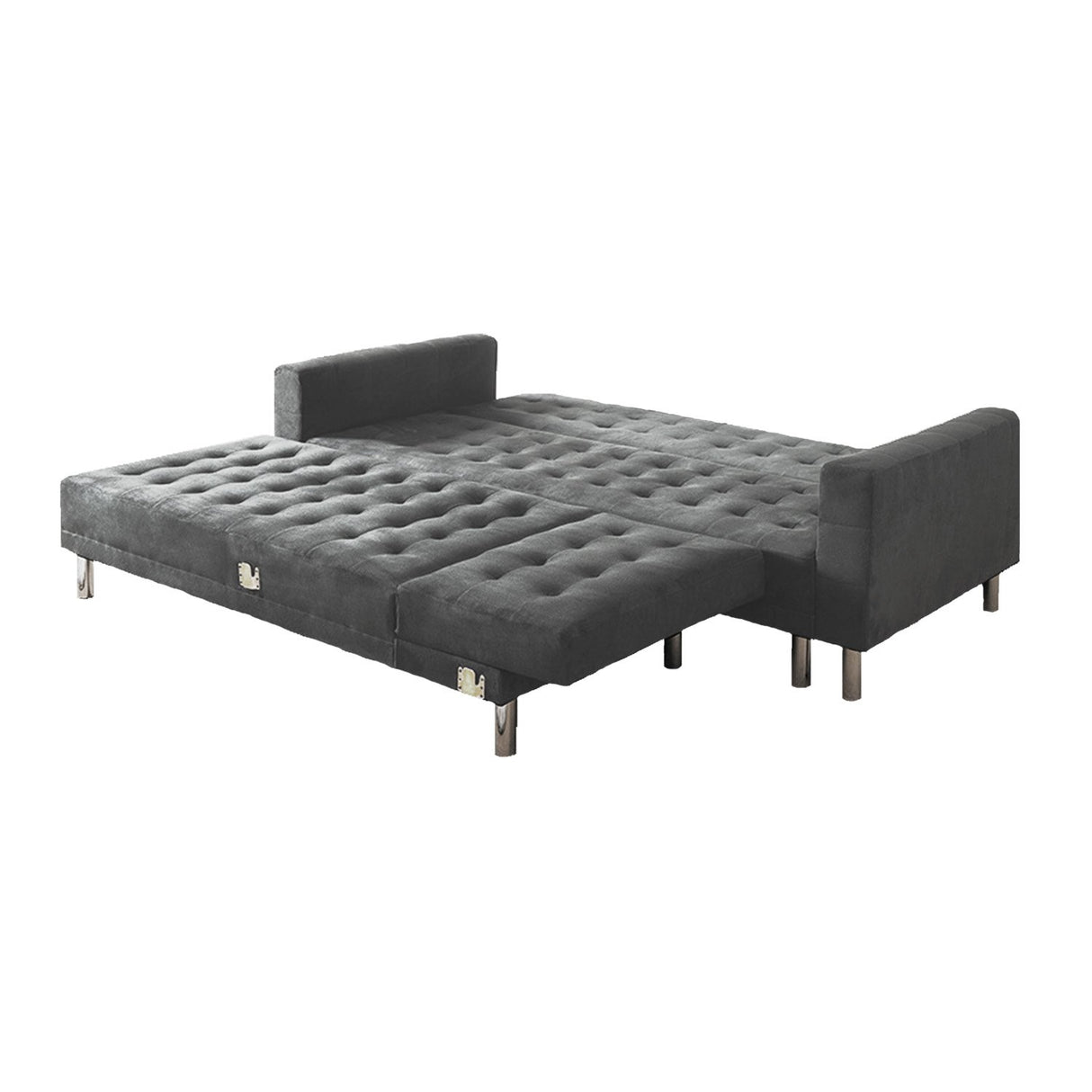 Sarantino Adjustable Futon Velvet - Grey