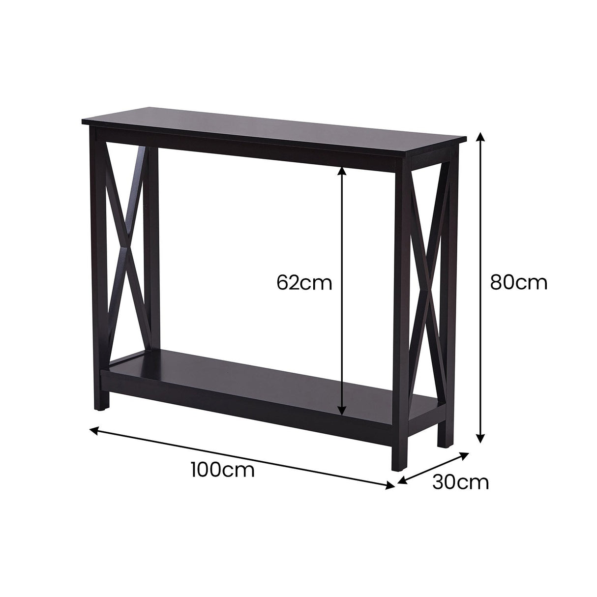 Sarantino Isla X-Frame Console Table in Black