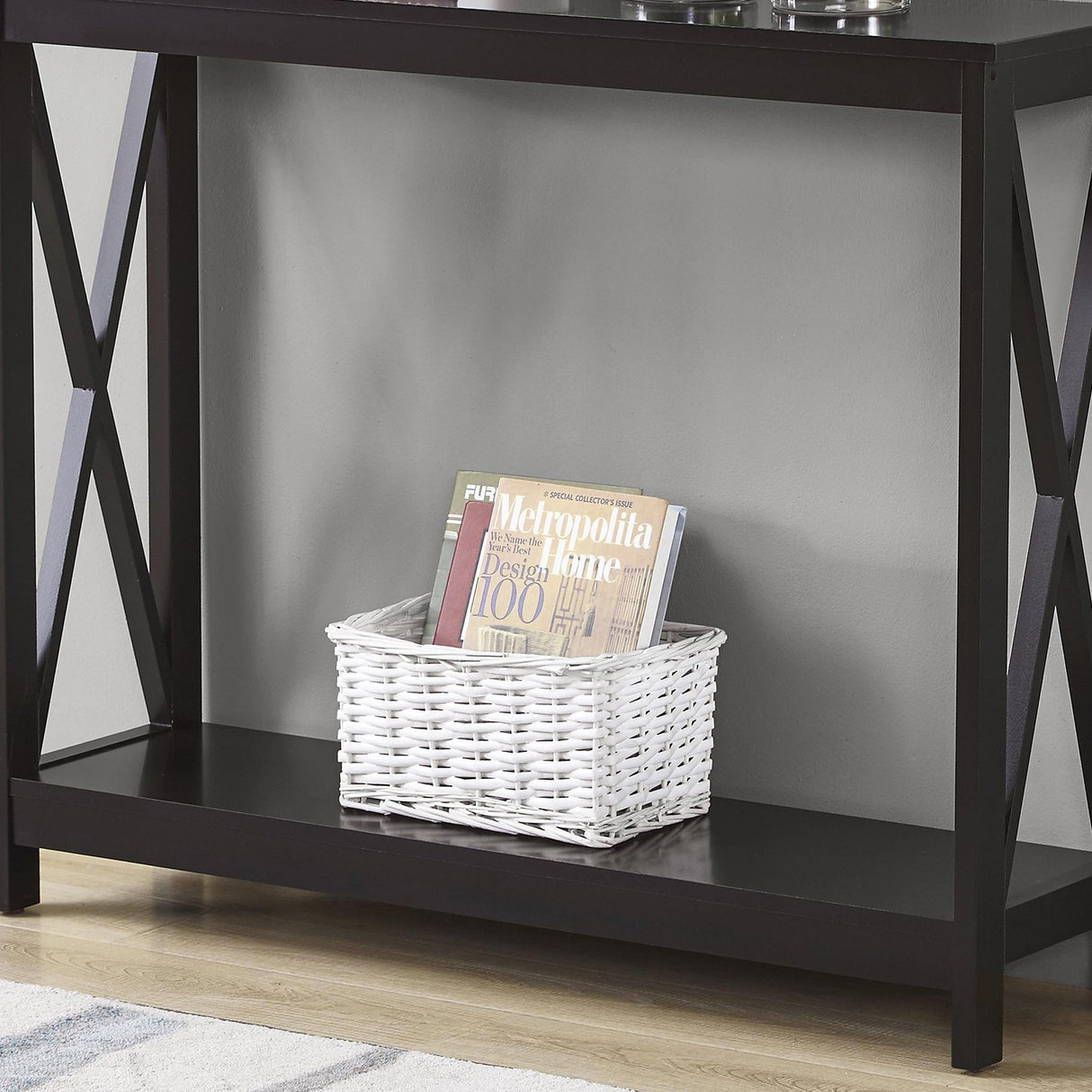 Sarantino Isla X-Frame Console Table in Black