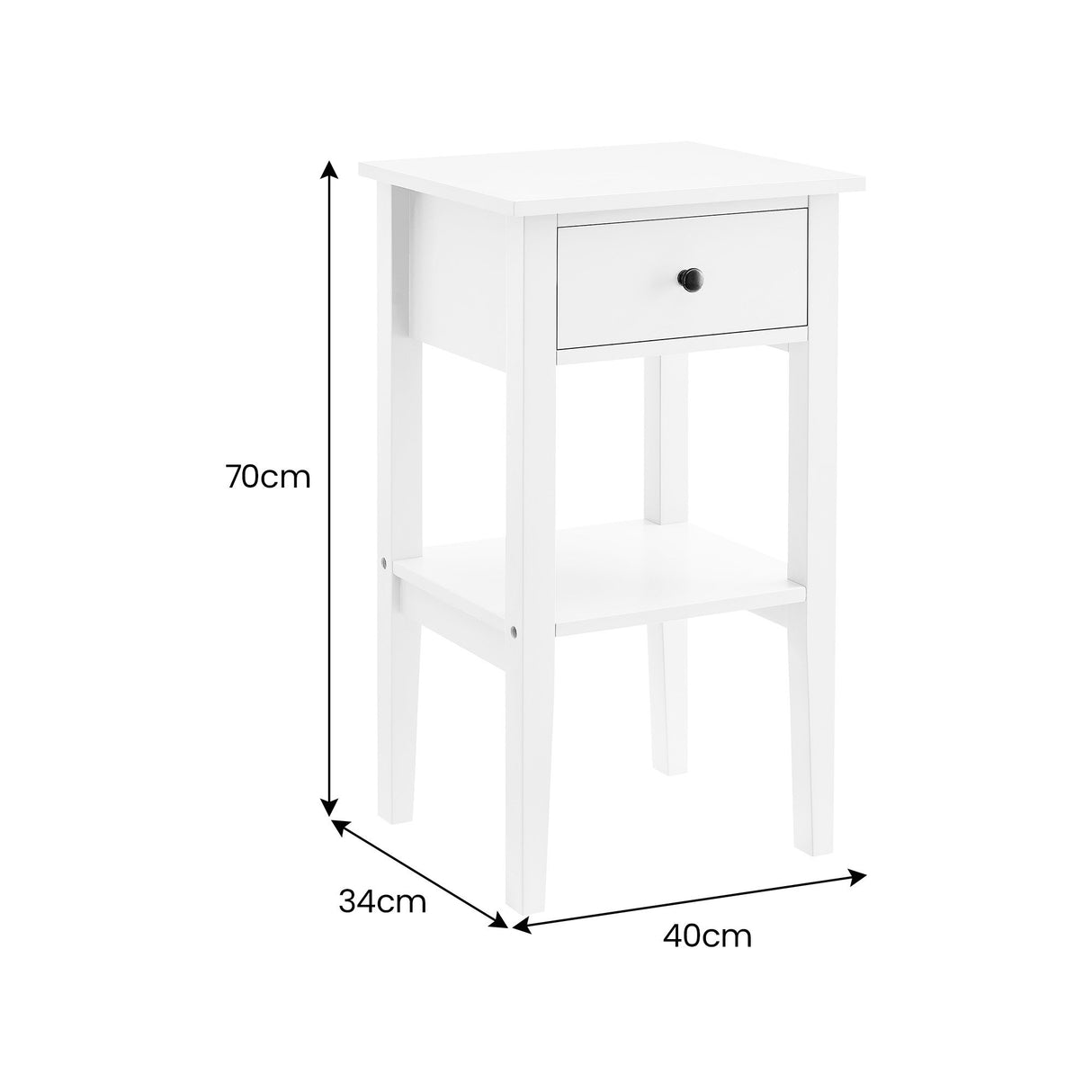 Sarantino Rue Bedside Table in White
