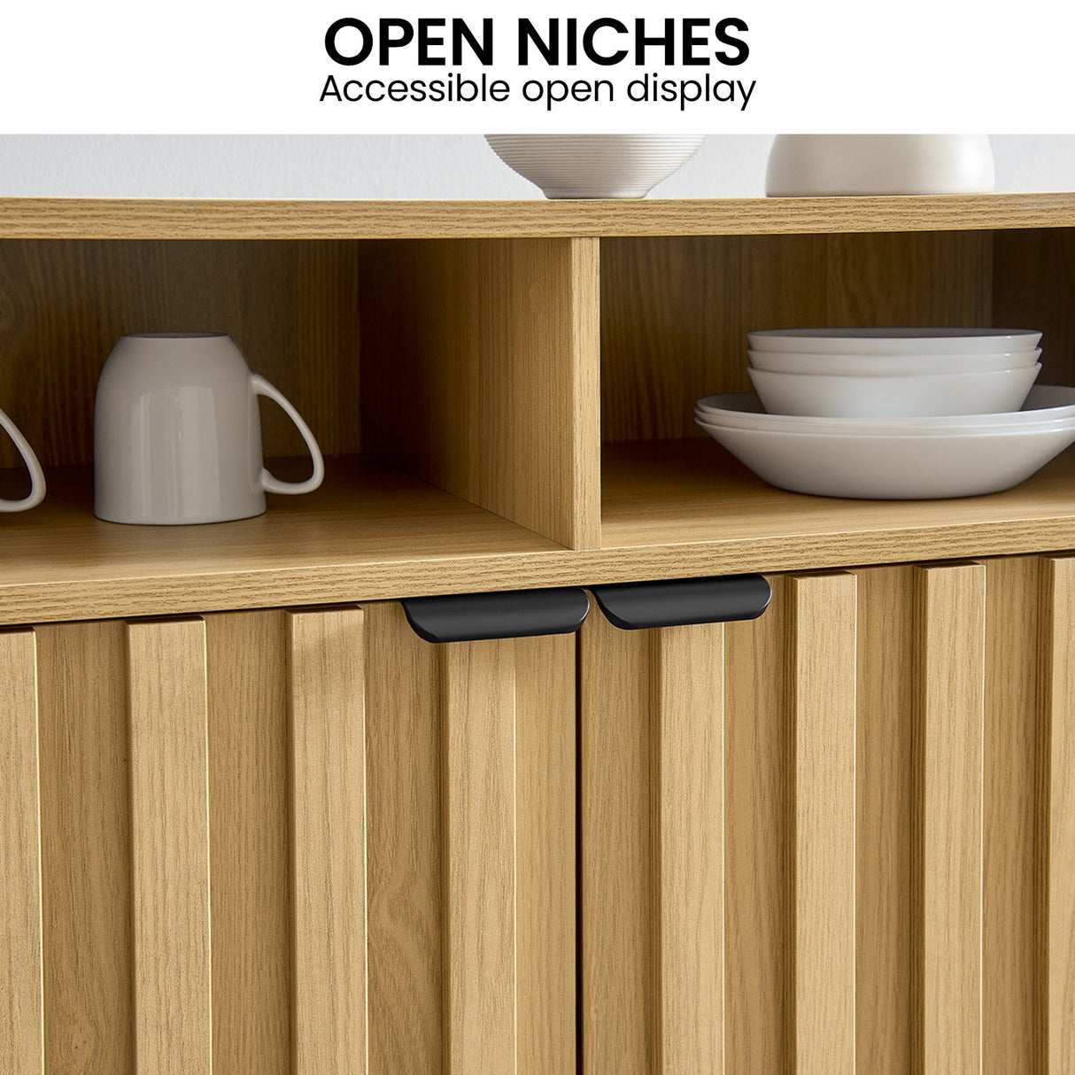 Sarantino Eleni 2-Door Sideboard Buffet Hallway Cabinet Storage Console Cupboard in Natural