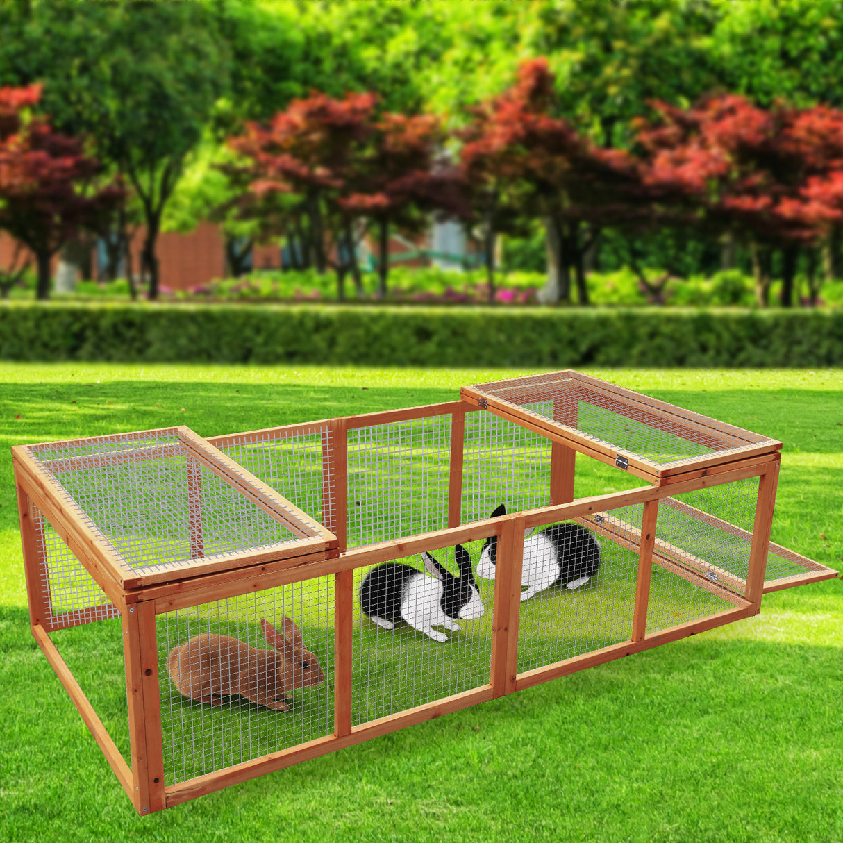 Furtastic Rectangular Wooden Chicken Coop & Rabbit Hutch