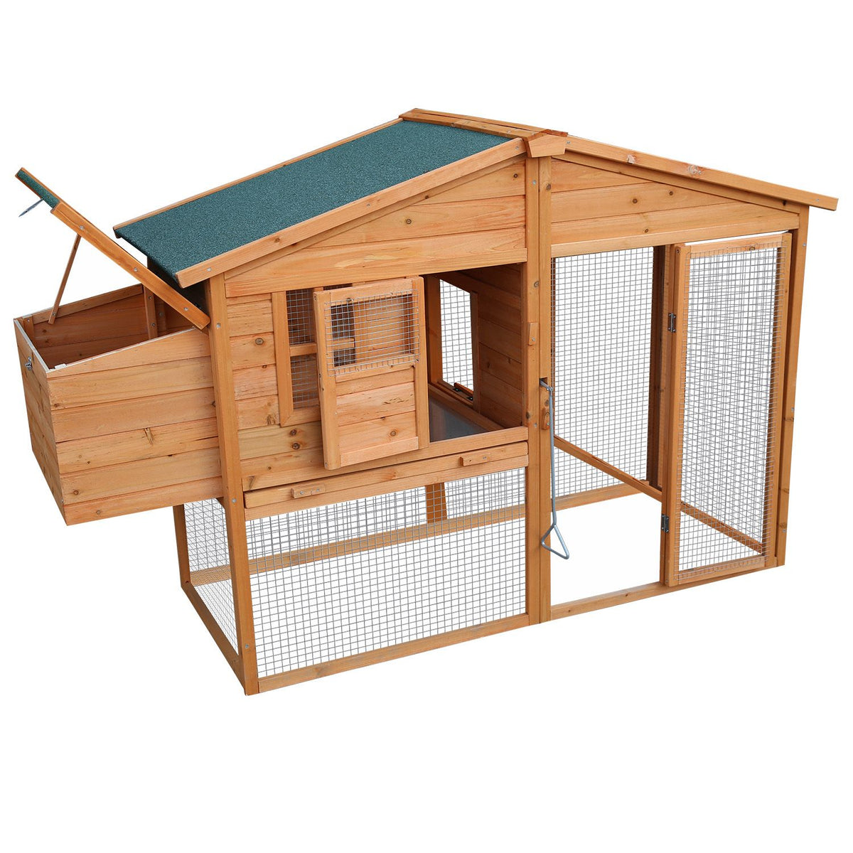 Furtastic Large Wooden Chicken Coop & Rabbit Hutch Outdoor Hen House with Nesting Box Ramp & Removable Tray