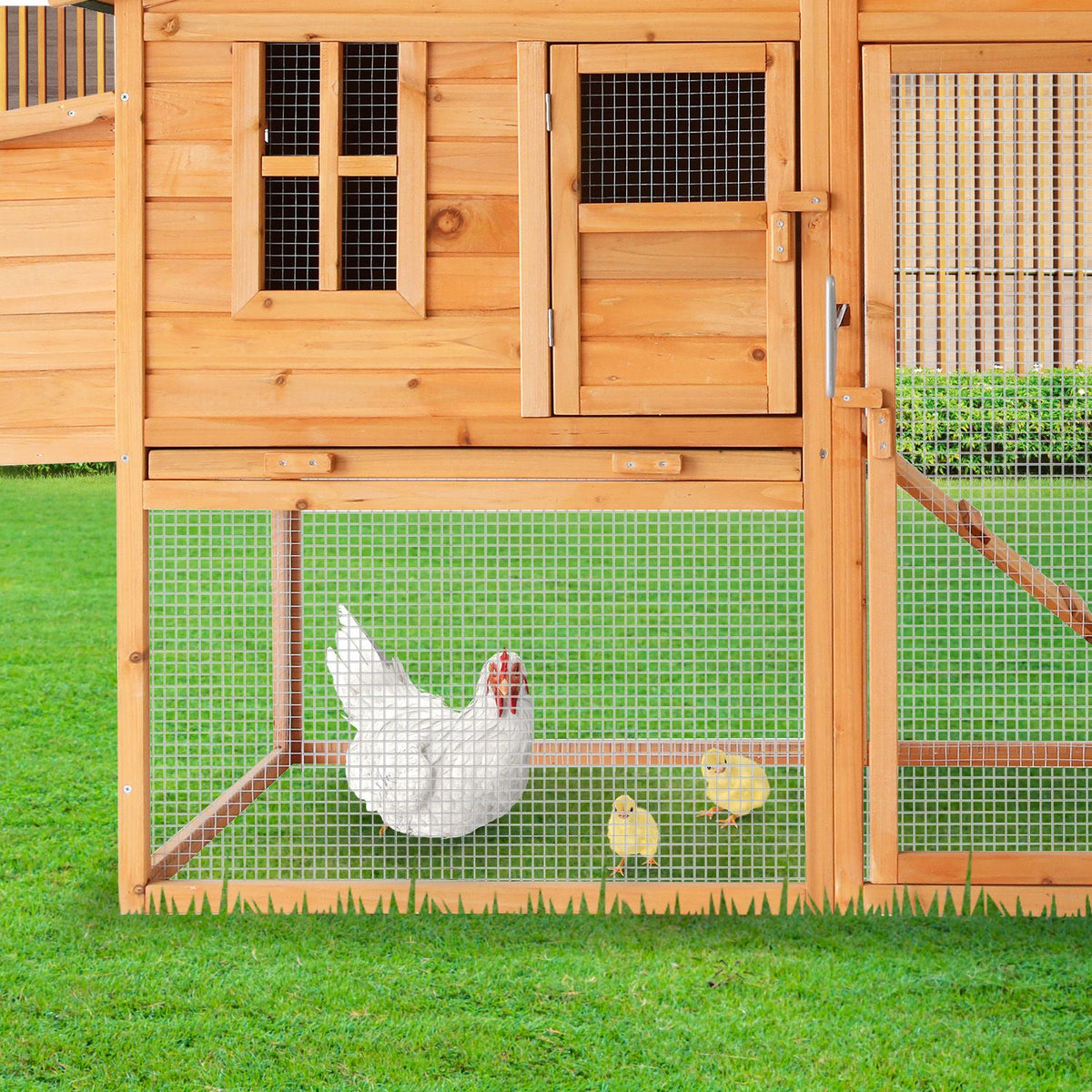 Furtastic Large Wooden Chicken Coop & Rabbit Hutch Outdoor Hen House with Nesting Box Ramp & Removable Tray