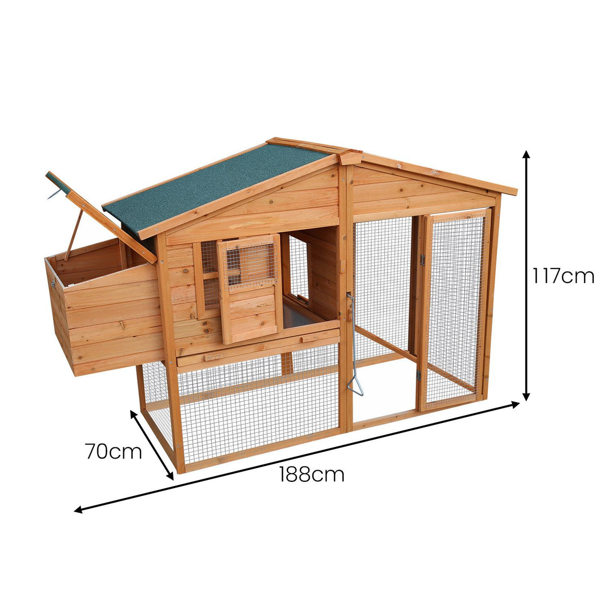 Furtastic Large Wooden Chicken Coop & Rabbit Hutch Outdoor Hen House with Nesting Box Ramp & Removable Tray