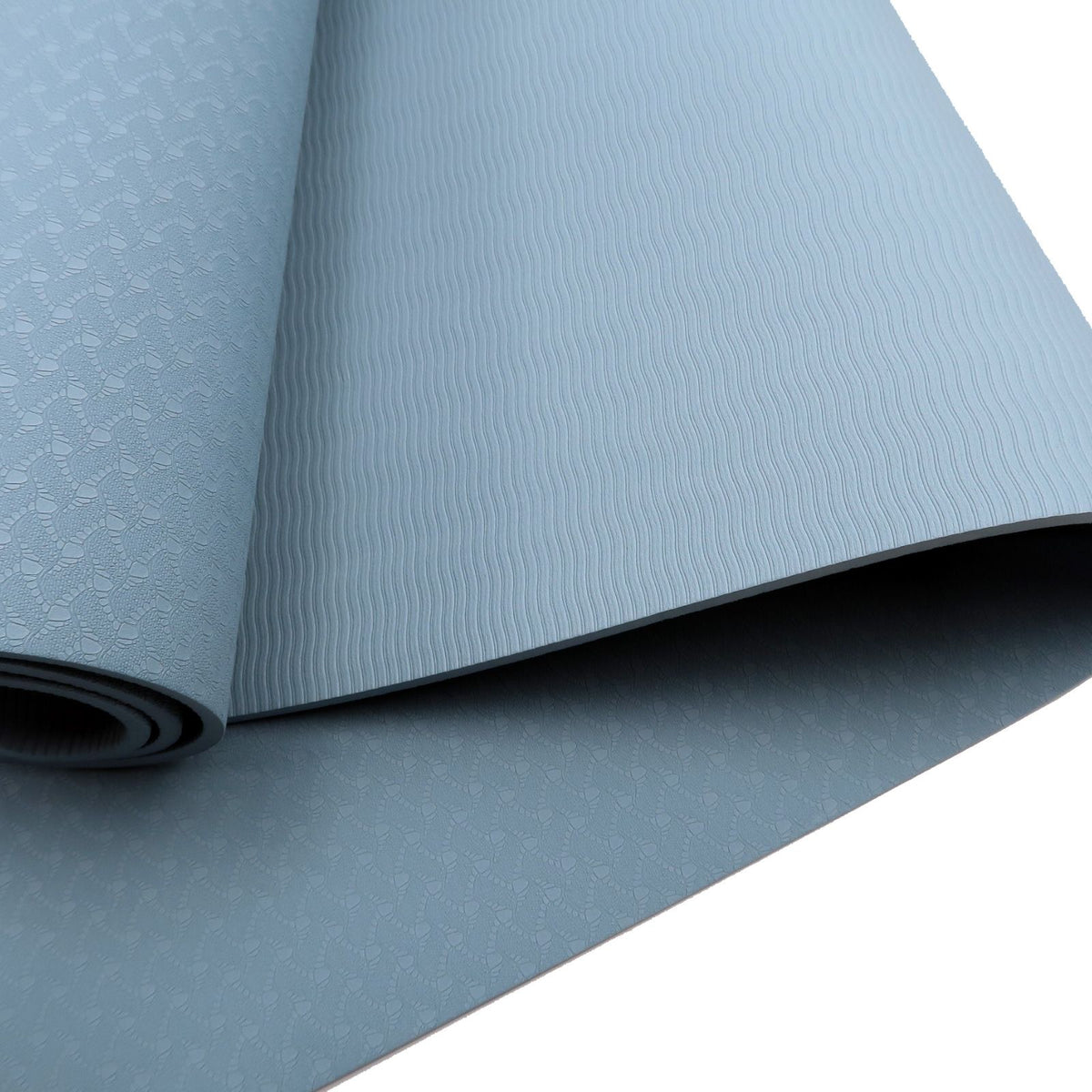 Powertrain 6mm Non-Slip TPE Yoga Mat Double Layer Exercise Pilates Fitness Workout Mat with Carry Strap - Sky Blue