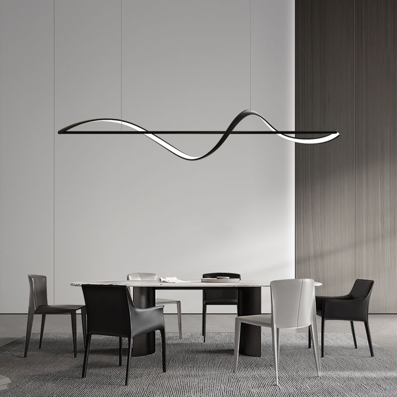 BAMDECOR A36 Modern LED Linear Chandeliers Pendant Lights with Dimmable LED and Adjustable Hanging Length 140cm -Black