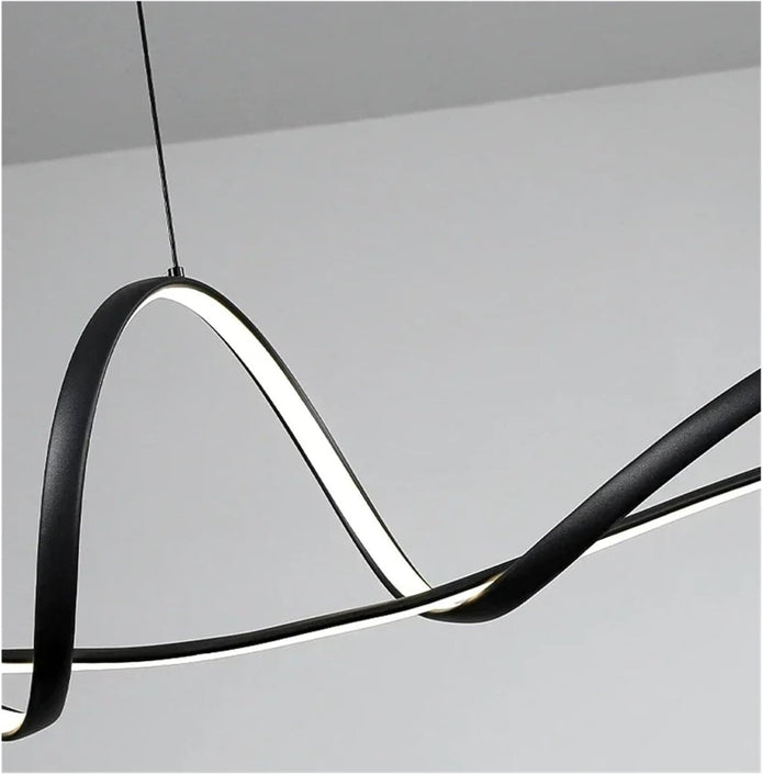 BAMDECOR A210 Modern LED Linear Pendant Lights with Dimmable LED and Adjustable Hanging Length 120cm -Black