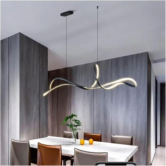 BAMDECOR A210 Modern LED Linear Pendant Lights with Dimmable LED and Adjustable Hanging Length 150cm -Black