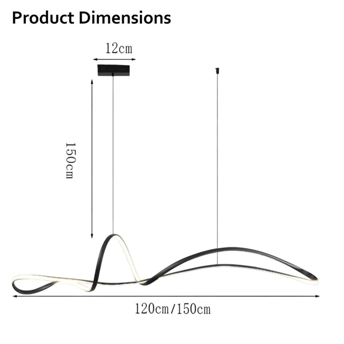 BAMDECOR A210 Modern LED Linear Pendant Lights with Dimmable LED and Adjustable Hanging Length 150cm -Black