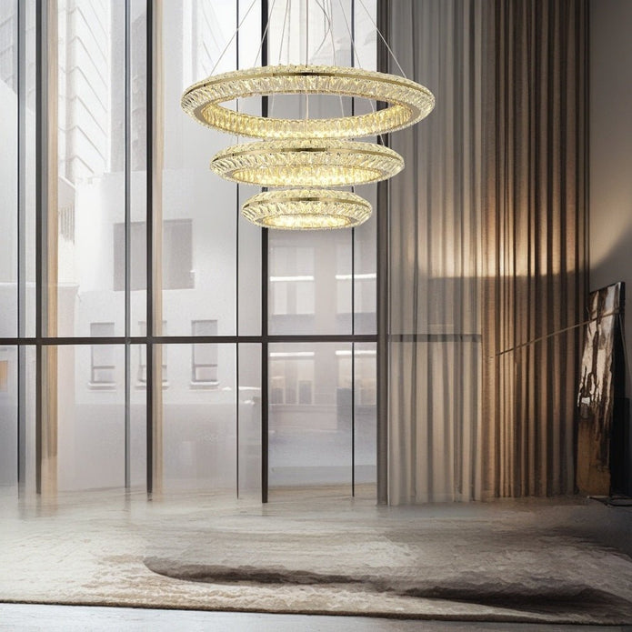 BAMDECOR C3312/3 Crystal Chandelier Living Room Chandelier Crystal Chandelier Room Dining Room lamp New Bedroom Lamps Lighting Villa Light Luxury Post (Size:100+80+60cm)