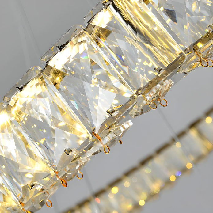 BAMDECOR C3313/1 Modern Crystal Chandeliers Lighting Fixtures Contemporary Round Chandelier Lighting Fixtures Crystal Pendant Ceiling Lights(Gold)