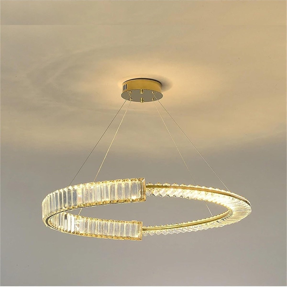 BAMDECOR C3318/1 Modern Crystal Chandeliers Lighting Fixtures Contemporary Round Chandelier Lighting Fixtures Crystal Pendant Ceiling Lights(Gold)