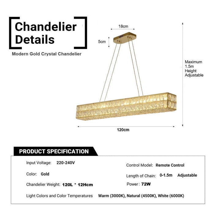 BAMDECOR C3332/L Linear Luxury Crystal Chandelier Modern LED Crystal Chandelier LED Ring Pendant Light Stainless Steel Ceiling Lamp Hanging Lights,for Dining Living Room (Gold)