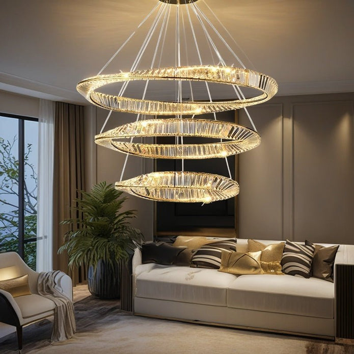 BAMDECOR C3342/3 Modern Crystal Chandeliers Lighting Fixtures Contemporary Wave Chandelier Lighting Fixtures Crystal Pendant Ceiling Lights for Living Room (Gold)