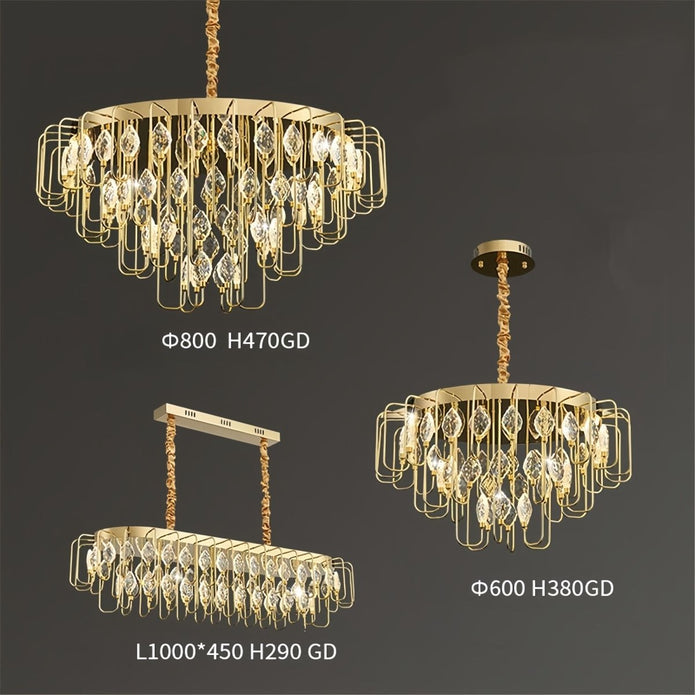 BAMDECOR C3345 Modern Luxury Crystal-leaf Chandelier LED Fashion Creativity Pendant Ceiling Lights(80cm-Gold)