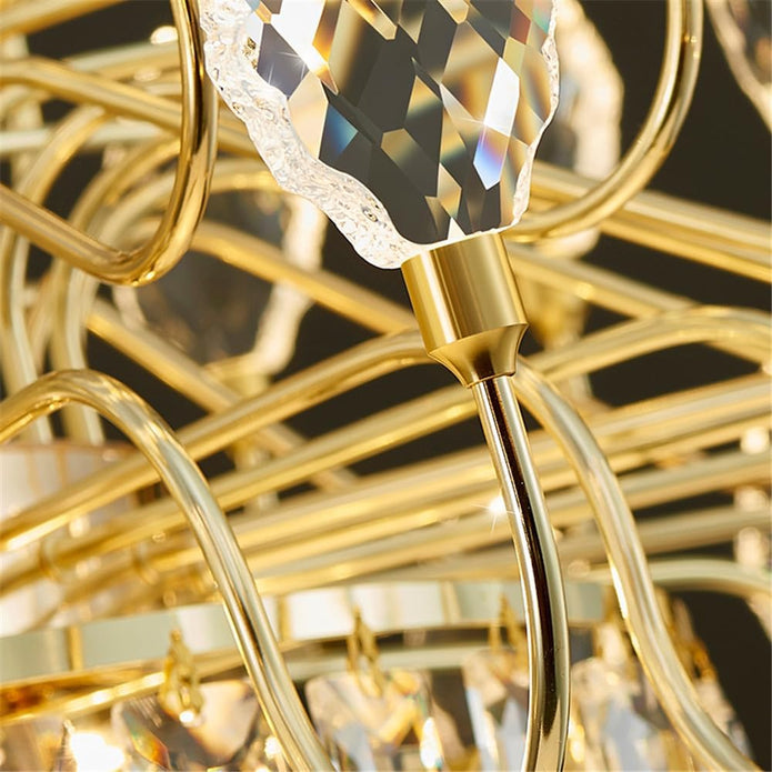 BAMDECOR C3347/OV Modern French Home Decor Luxury Crystal-leaf Chandelier LED Fashion Creativity Pendant Ceiling Lights(120cm-Gold)