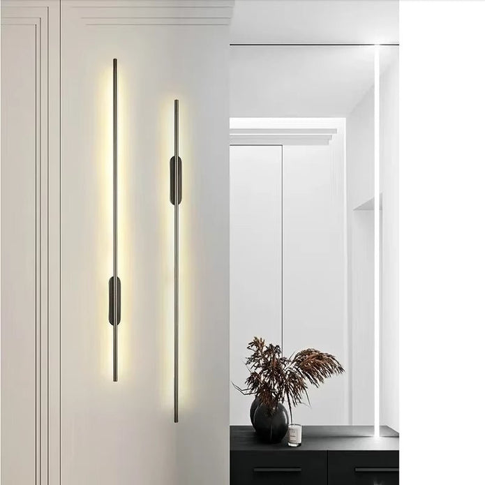 BAMDECOR Modern Minimalist Wall Light Long Tube LED Black Bedside Sconces Wall Lights with with Acrylic Shade, Wall Mounted Deco Lamp for Living Room Bedroom Bracket Light