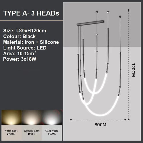 BAMDECOR Minimalistic Retro LED Minimalism Designer Lustre Hanging Lamps Slender-Shape LED Pendant Light (Black)