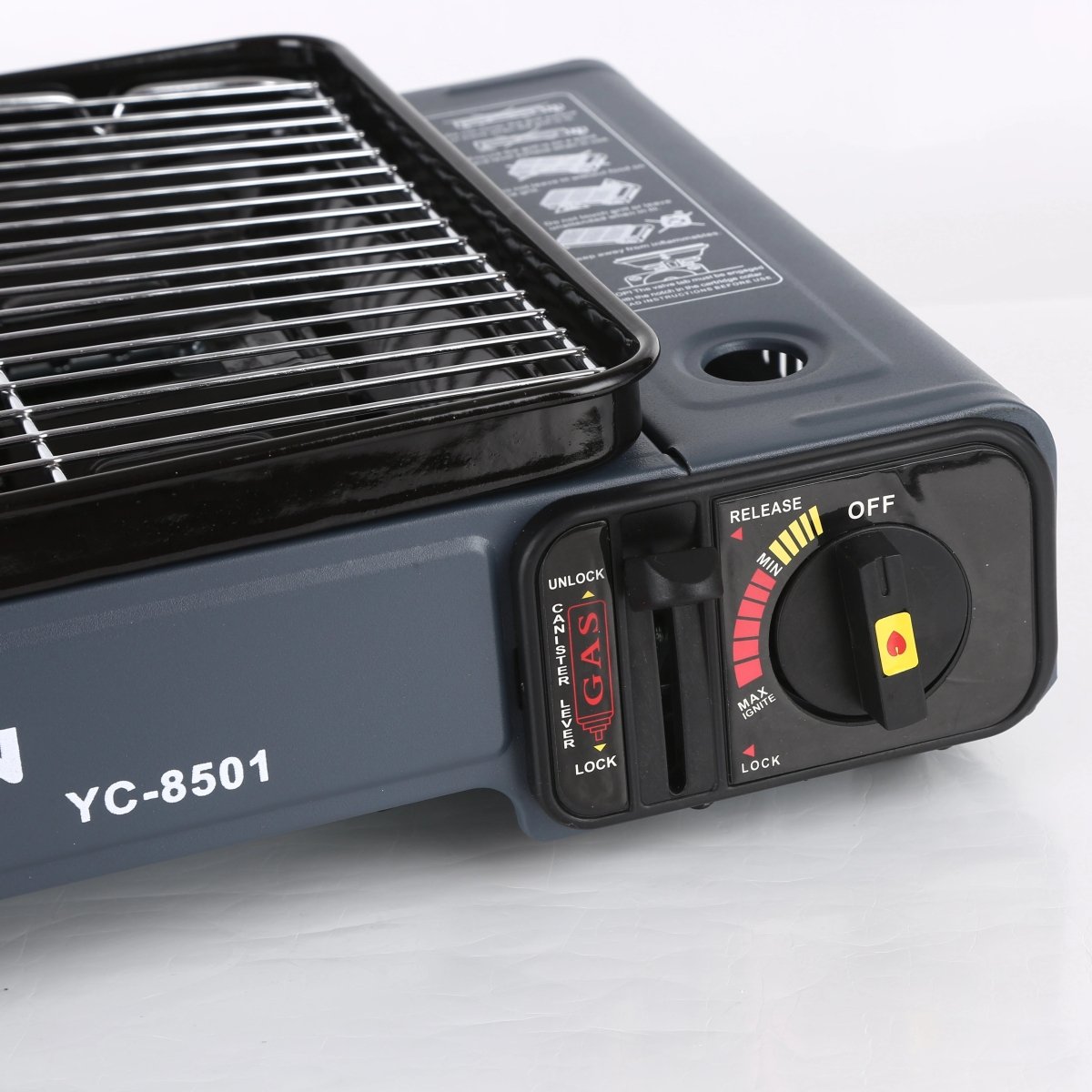 Portable Gas Stove Burner Butane BBQ Camping Gas Cooker With Non Stick Plate Black