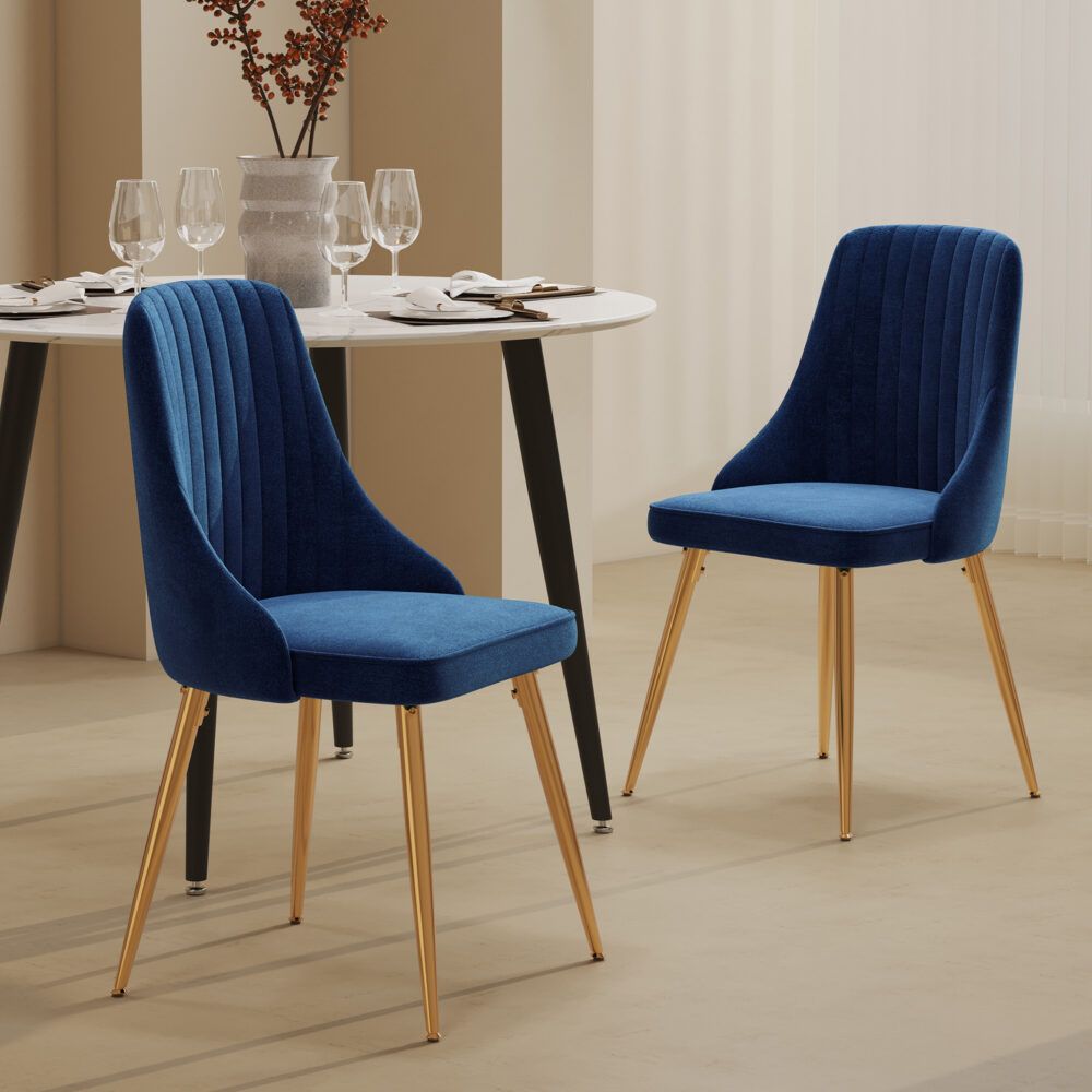 5Pc Blue Velvet Bistro Dining Set