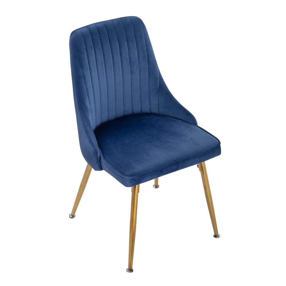 5Pc Blue Velvet Bistro Dining Set