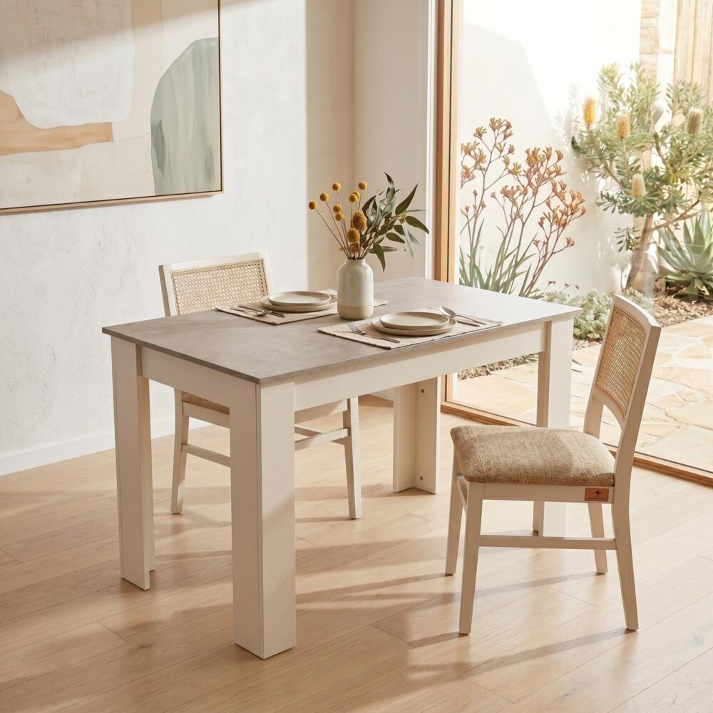 Dining Table Rectangular Wooden 120M-Grey and White