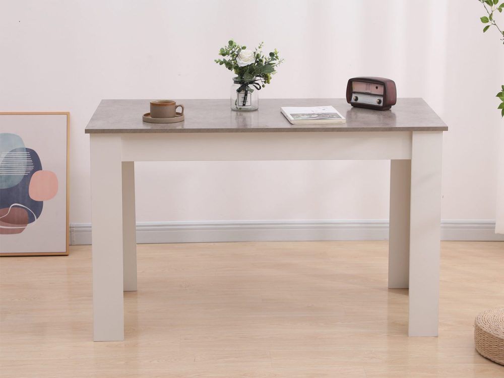 Dining Table Rectangular Wooden 120M-Grey and White