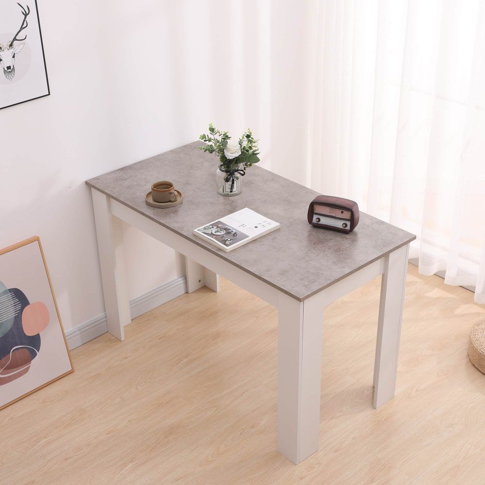 Dining Table Rectangular Wooden 120M-Grey and White